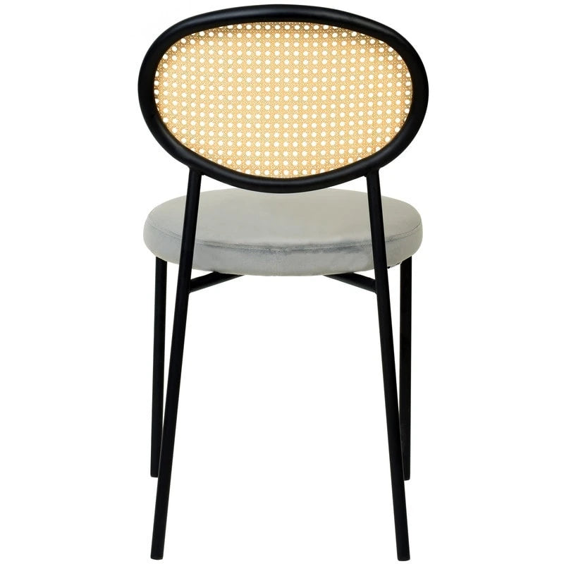 Euston Set of 2 Modern Dining Chair with Wicker Back & Upholstered Velvet Seat for Home Office Living Room & Kitchen