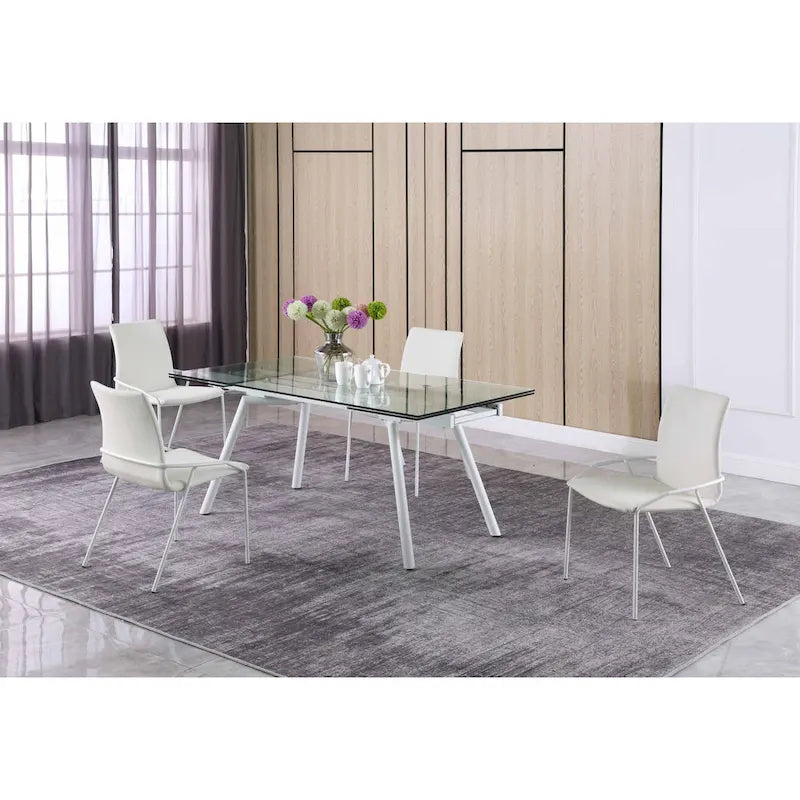 Somette Contemporary White Upholstered Side Chair, Set of 4 - N/A