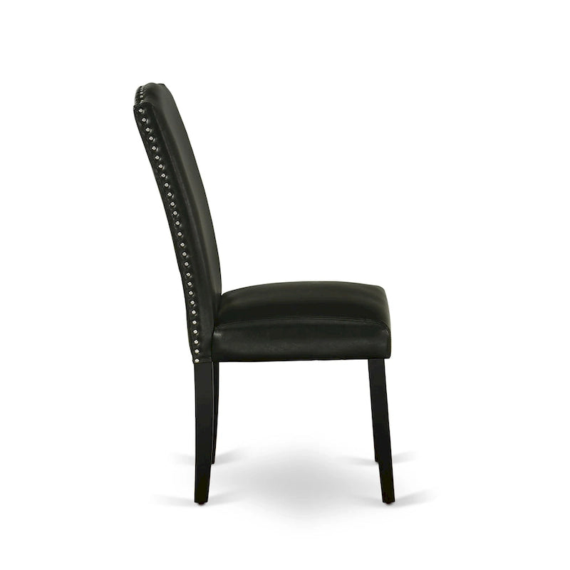 East West Furniture Dining Set-a Dining Table & Black Parson Chairs, Wire brushed Black.(Upholstered & Pieces Options)