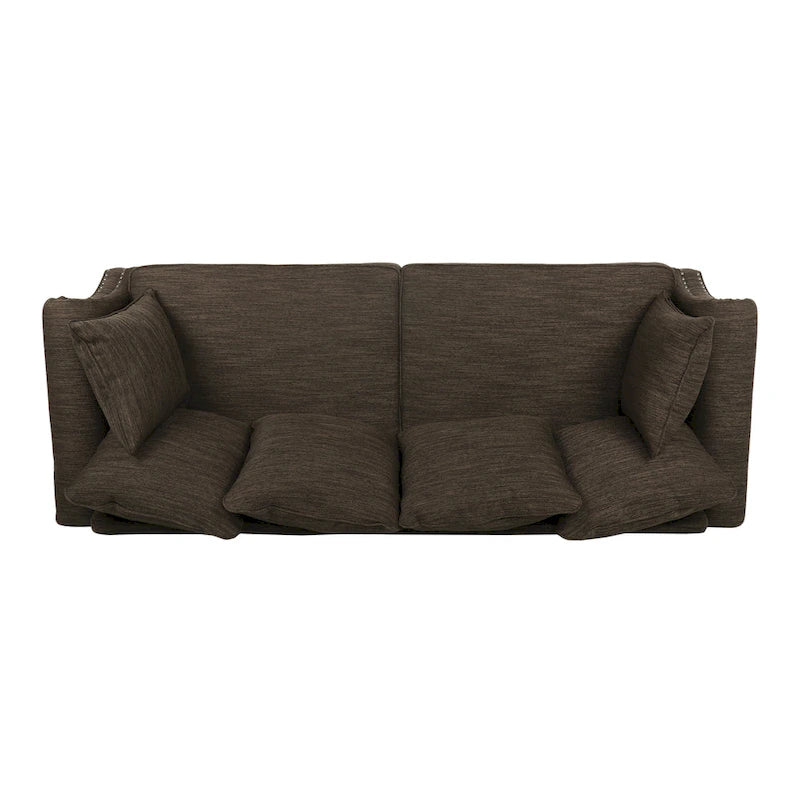 Manbow Fabric Pillowback 3 Seater Sofa with Nailhead Trim by Christopher Knight Home