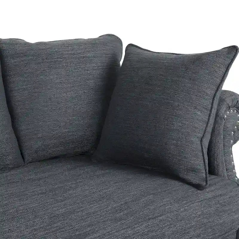 Manbow Fabric Pillowback 3 Seater Sofa with Nailhead Trim by Christopher Knight Home