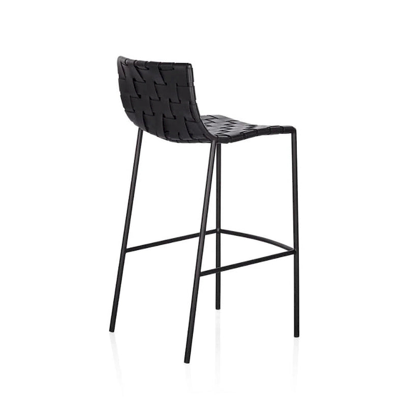 Soho Mid-century Modern Leather Weave Bar Stool (26-inch/ 30-inch) (Single)