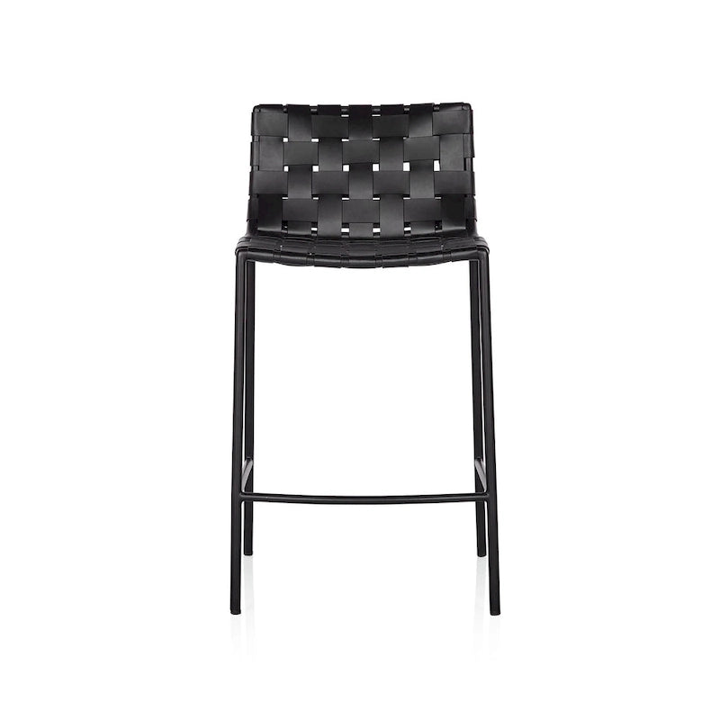 Soho Mid-century Modern Leather Weave Bar Stool (26-inch/ 30-inch) (Single)