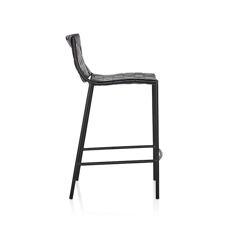 Soho Mid-century Modern Leather Weave Bar Stool (26-inch/ 30-inch) (Single)