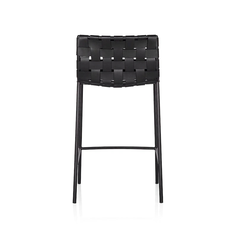 Soho Mid-century Modern Leather Weave Bar Stool (26-inch/ 30-inch) (Single)