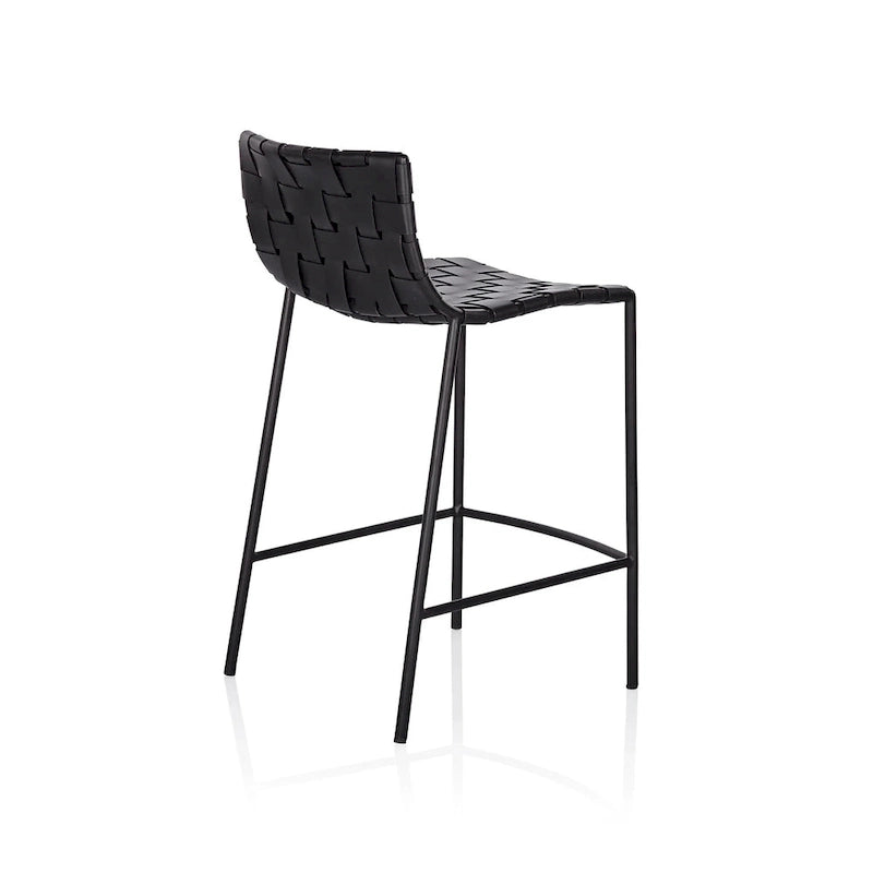 Soho Mid-century Modern Leather Weave Bar Stool (26-inch/ 30-inch) (Single)