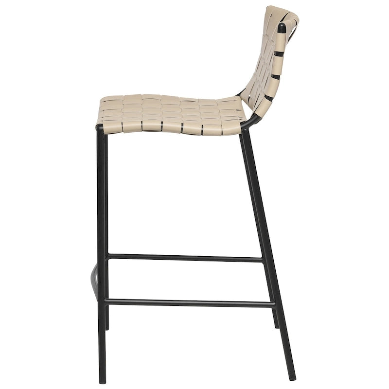 Soho Mid-century Modern Leather Weave Bar Stool (26-inch/ 30-inch) (Single)