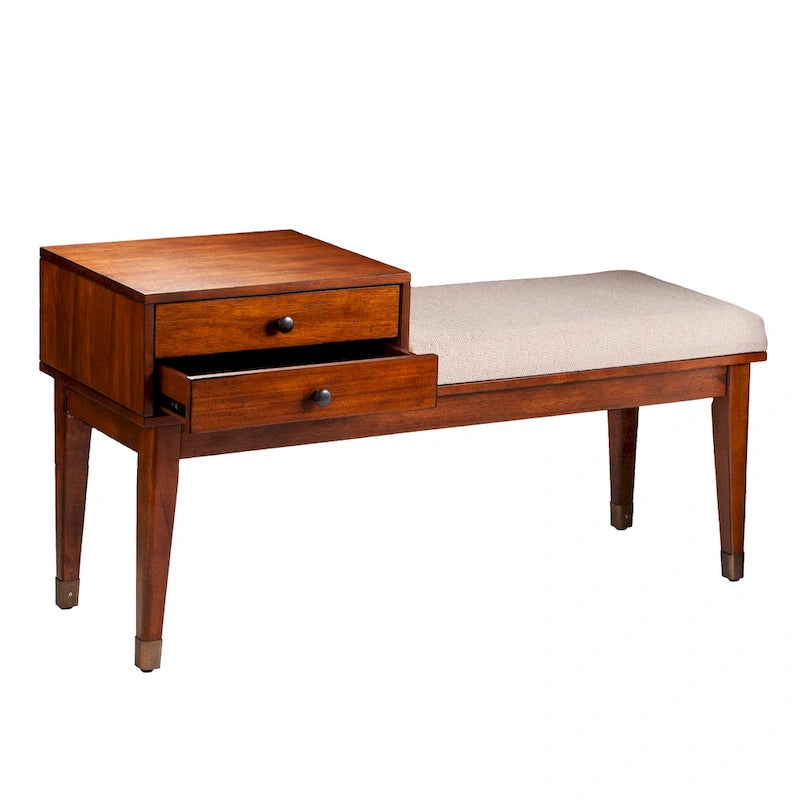 SEI Furniture Morgenstern Midcentury Modern Upholstered Storage Bench