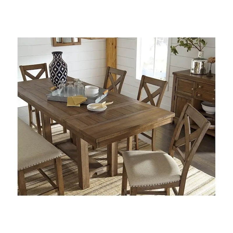 Moriville Counter Height Extension Table - Grayish Brown - 36 W x 86 D x 36 H