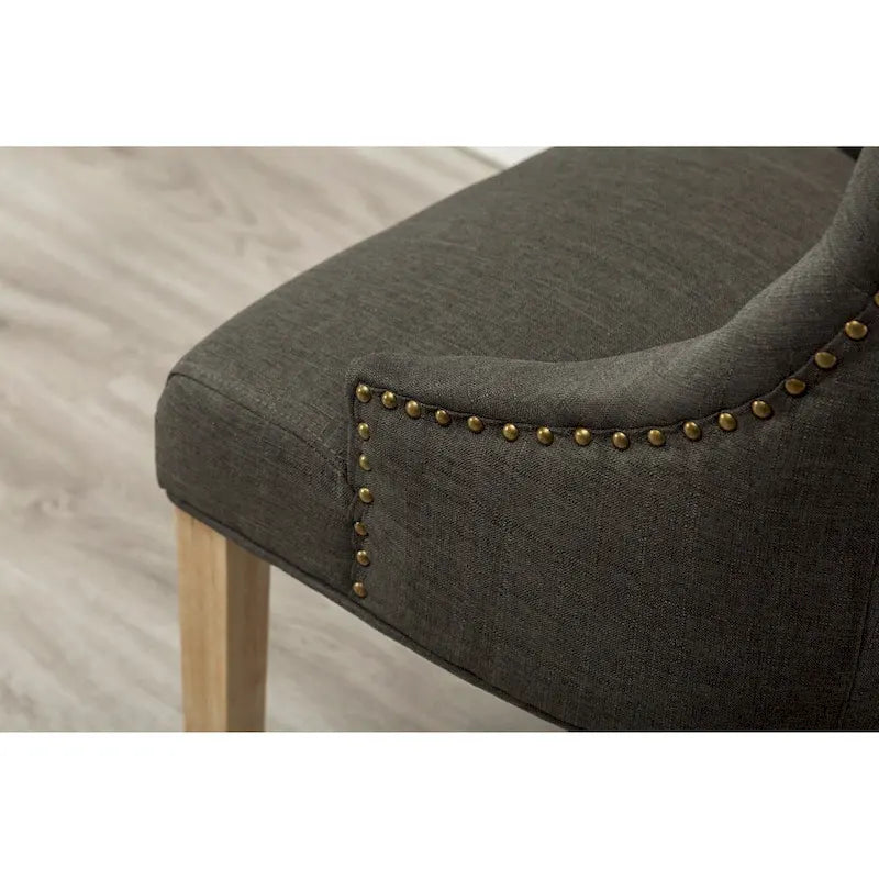 Roundhill Furniture Tufted Solid Wood Silver Nailhead Wingback Hostess Chairs (Set of 2)