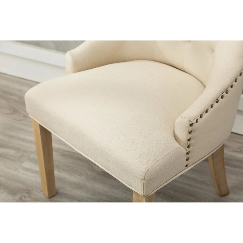 Roundhill Furniture Tufted Solid Wood Silver Nailhead Wingback Hostess Chairs (Set of 2)