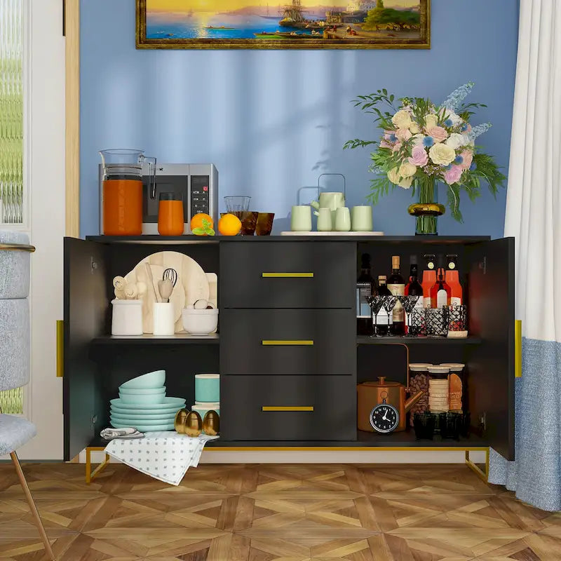 47 Buffet Credenza with Double Doors and 3 Drawers - 47.2L