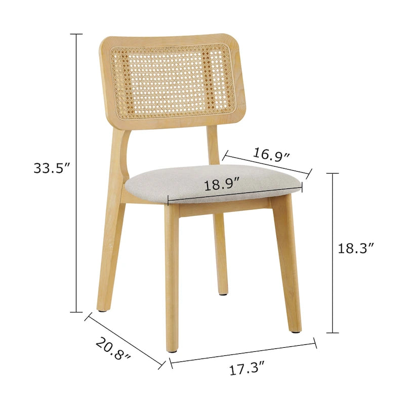 Art Leon Cane Backrest Leather Dining Chairs (Set of 2)