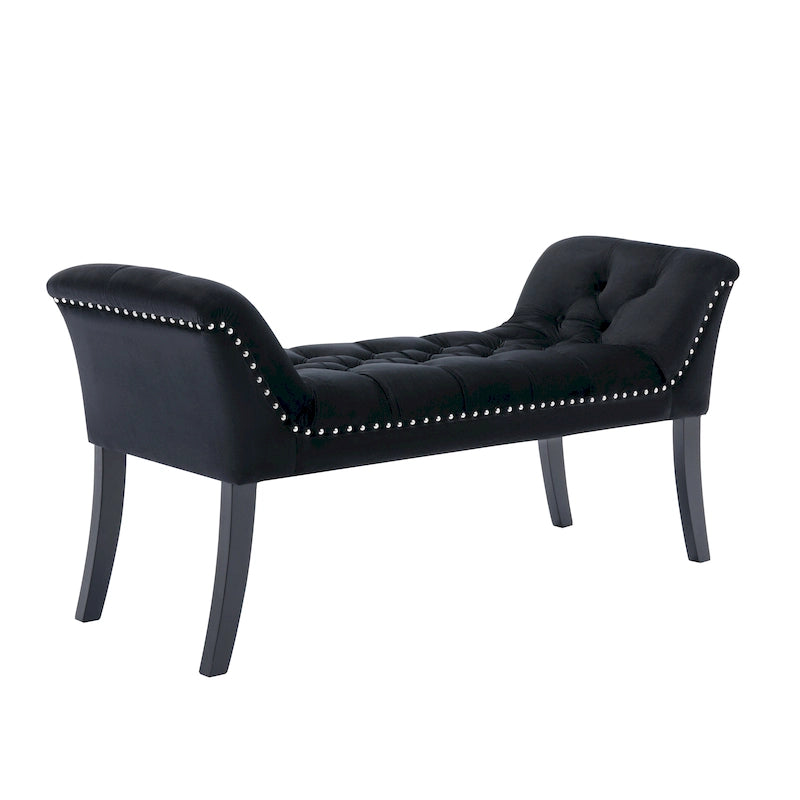 Porthos Home Sybil Tufted Velvet Accent Bench with Rubberwood Legs