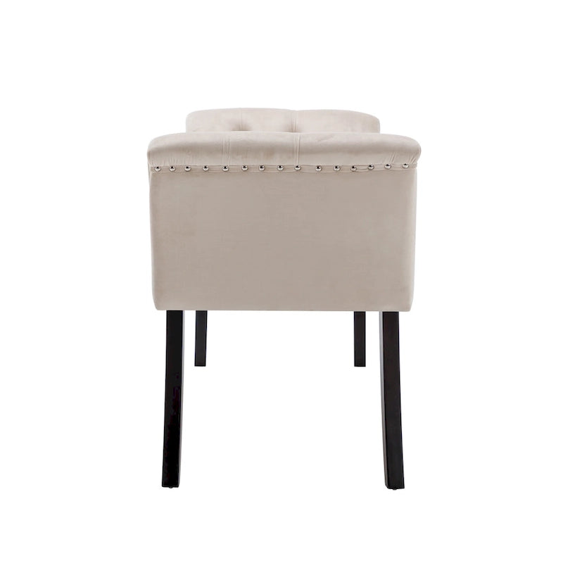 Porthos Home Sybil Tufted Velvet Accent Bench with Rubberwood Legs