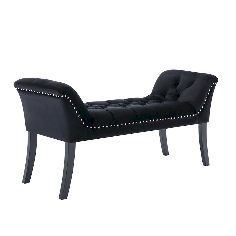 Porthos Home Sybil Tufted Velvet Accent Bench with Rubberwood Legs