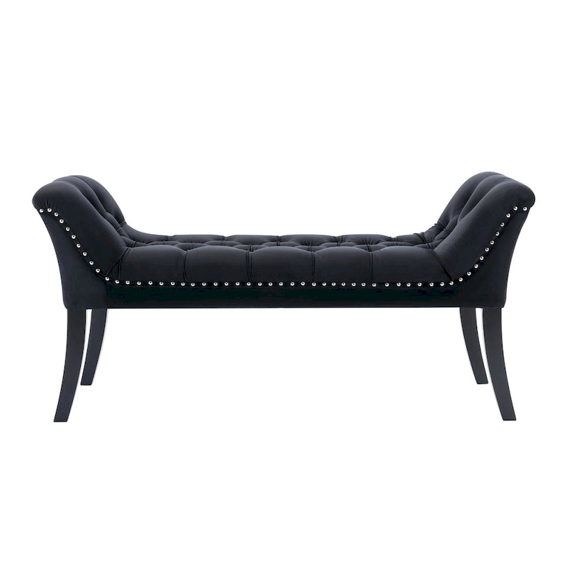 Porthos Home Sybil Tufted Velvet Accent Bench with Rubberwood Legs