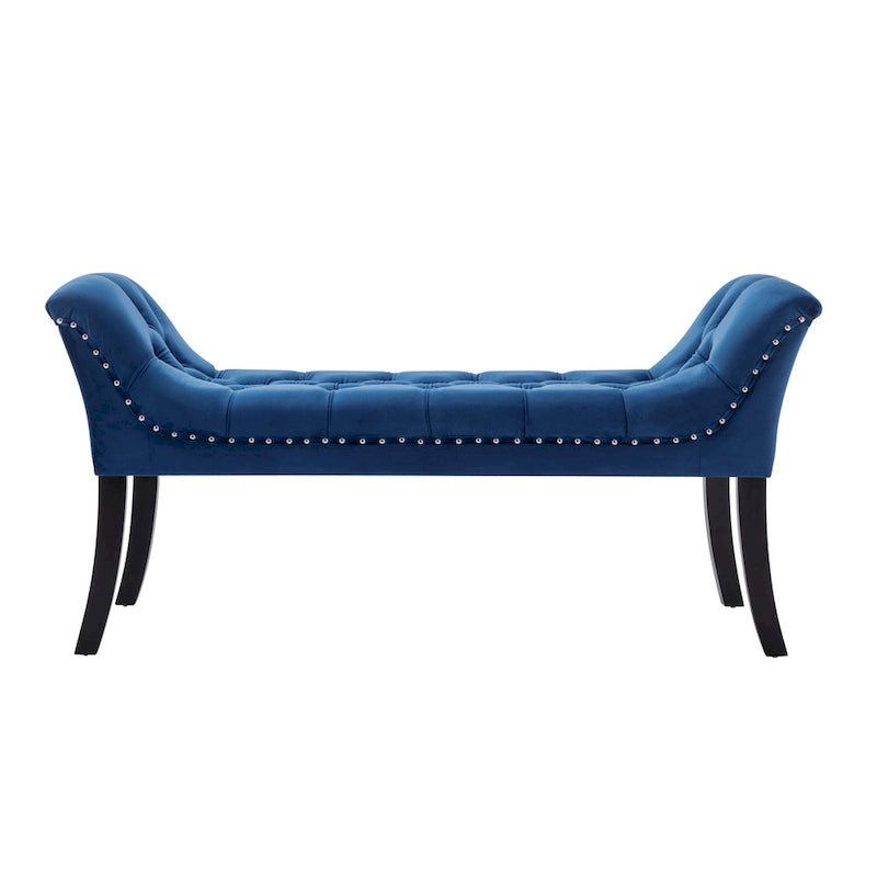 Porthos Home Sybil Tufted Velvet Accent Bench with Rubberwood Legs
