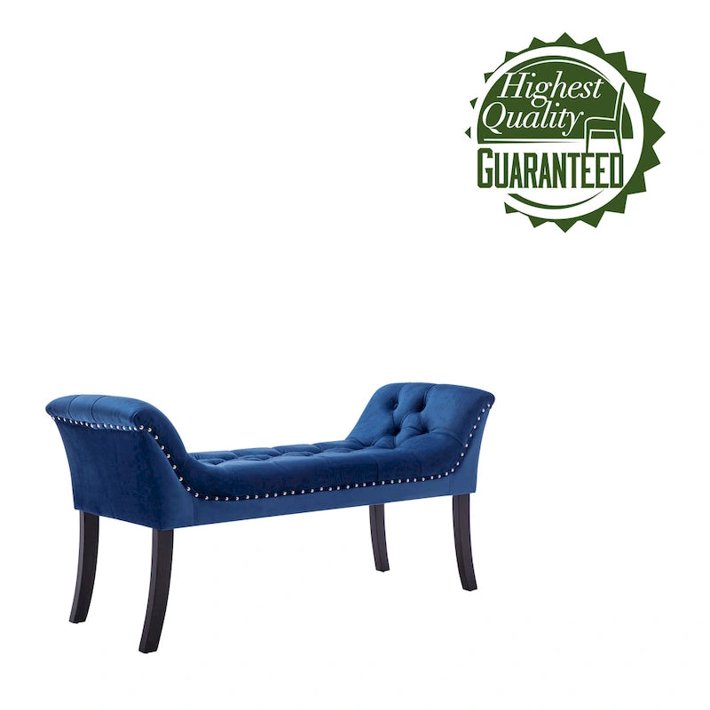 Porthos Home Sybil Tufted Velvet Accent Bench with Rubberwood Legs