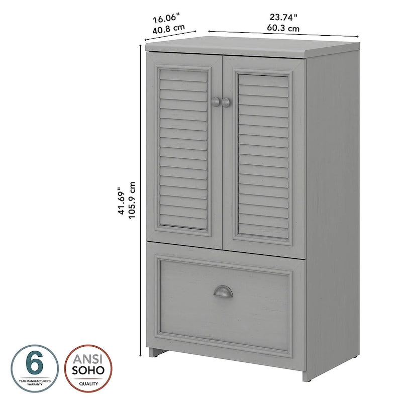 41.7-inch Cabinet with Drawer - 23.74L x 16.06W x 41.69H - 23.74L x 16.06W x 41.69H