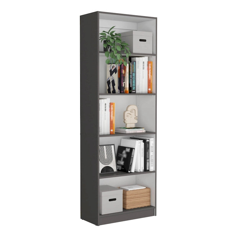 Kenyon Tall 5-Shelf Wide Bookcase Set of 2 - N/A