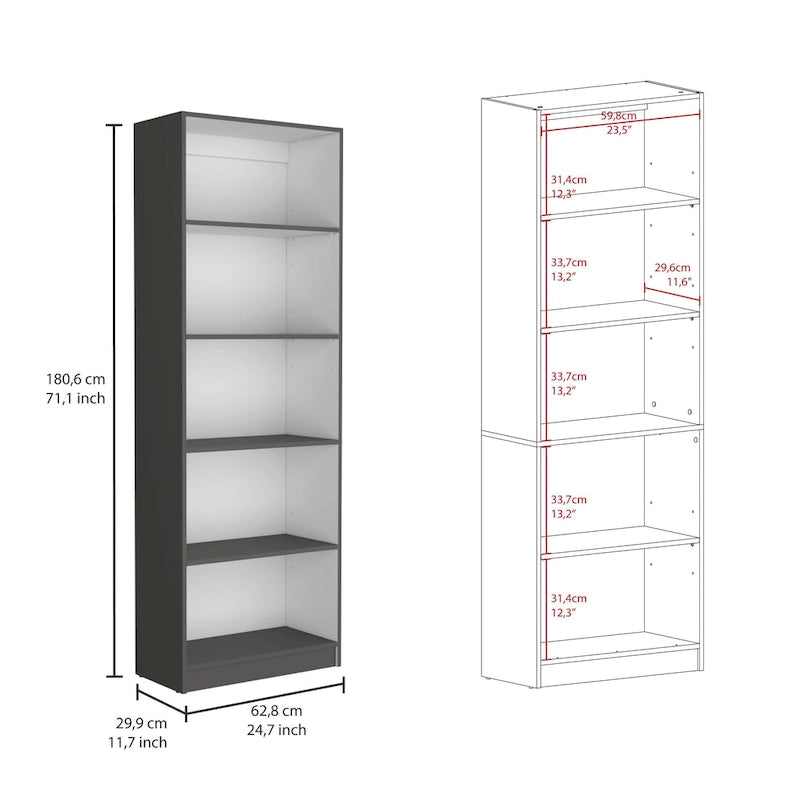 Kenyon Tall 5-Shelf Wide Bookcase Set of 2 - N/A