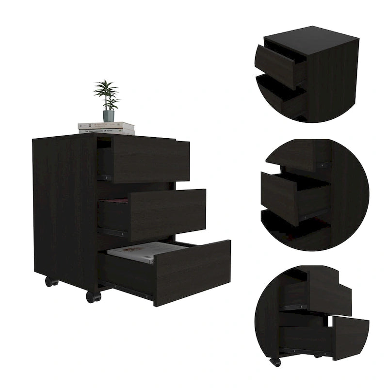 FM Furniture Vienna Three Drawers Filing Cabinet Roller Blade Glide