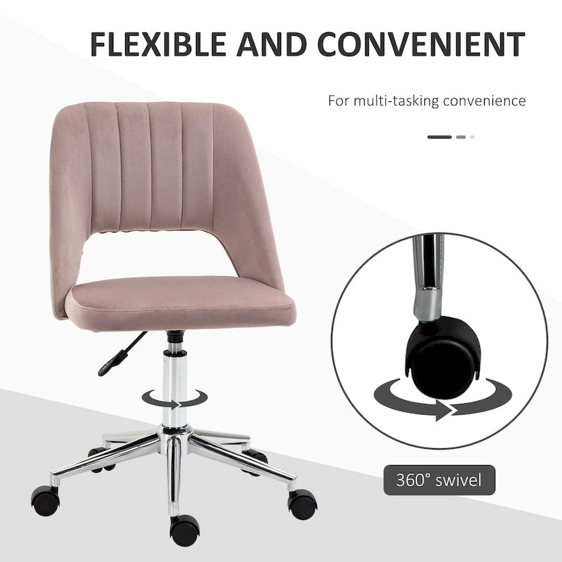Vinsetto Modern Mid Back Office Chair with Velvet Fabric, Swivel Computer Armless Desk Chair