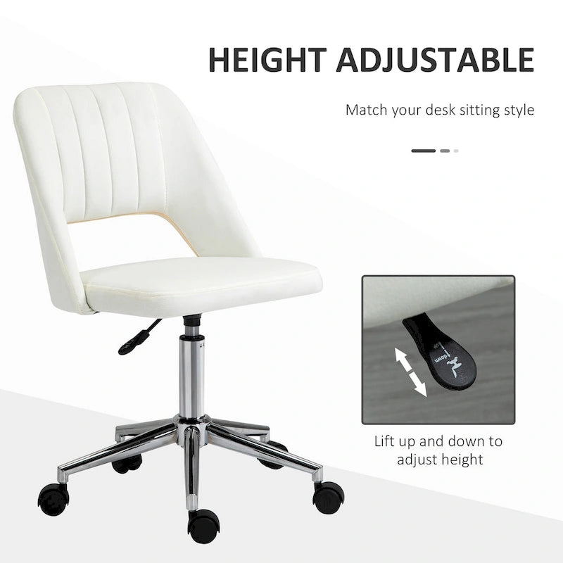 Vinsetto Modern Mid Back Office Chair with Velvet Fabric, Swivel Computer Armless Desk Chair