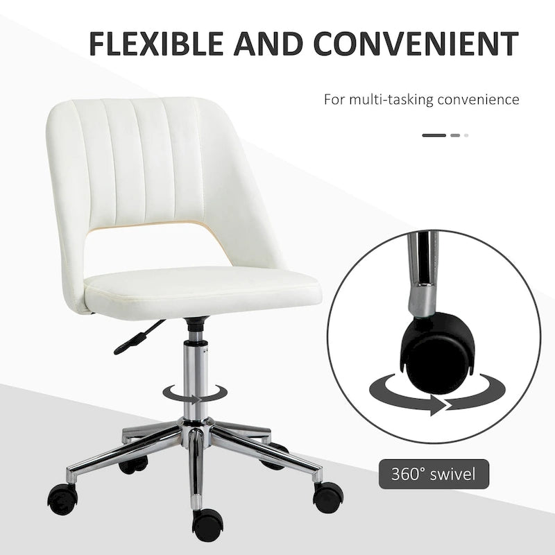 Vinsetto Modern Mid Back Office Chair with Velvet Fabric, Swivel Computer Armless Desk Chair