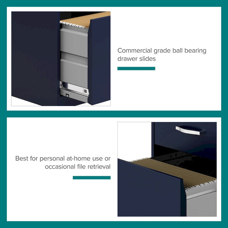Space Solutions 18 Deep 3 Drawer Mobile Organizer Metal Cabinet, Navy