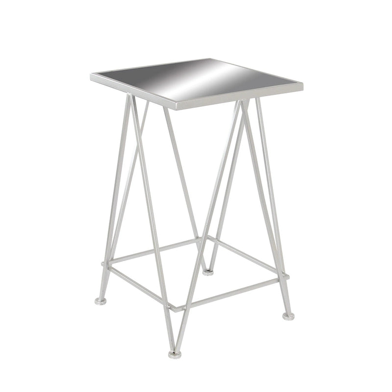 Gold, Silver or Black Metal Contemporary Accent Table with Mirrored Glass Top (Set of 2) - 15 x 15 x 25