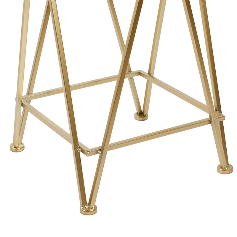 Gold, Silver or Black Metal Contemporary Accent Table with Mirrored Glass Top (Set of 2) - 15 x 15 x 25