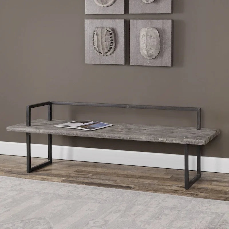 Uttermost Herbert Antique White Reclaimed Wood Bench