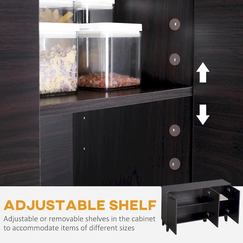 HOMCOM Kitchen Sideboard, Buffet Cabinet with Adjustable Shelf, Coffee Bar for Living Room, Dining Room