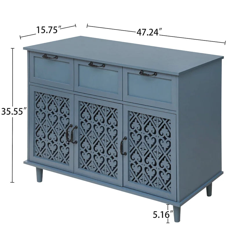 3 Door 3 Drawer Cabinet American Furniture Suitable for Living Room