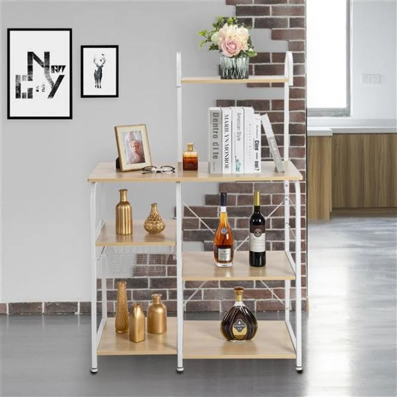 Kitchen Bakers Rack Utility Storage Shelf 4-Tier Shelf for Spice Rack Organizer Workstation with 10 Hooks