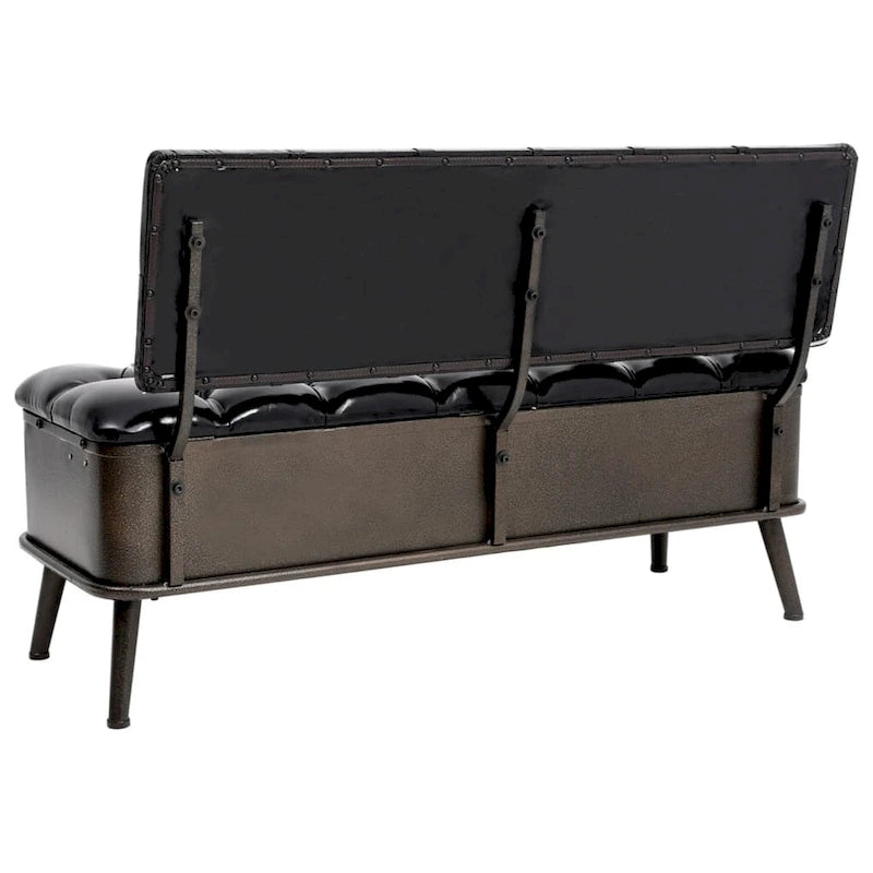 vidaXL Storage Bench with Backrest 43.3 Black Faux Leather - 43.3 x 20.5 x 29.5
