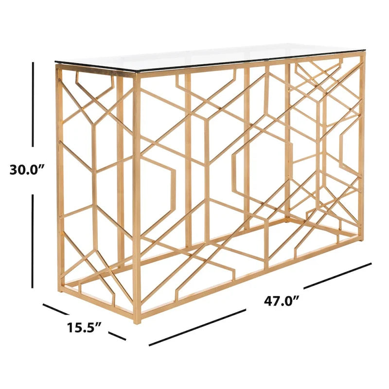 SAFAVIEH Couture Corrine Gold Leaf Console Table - 47 W x 15.5 L x 30 H - 47Wx16Dx30H