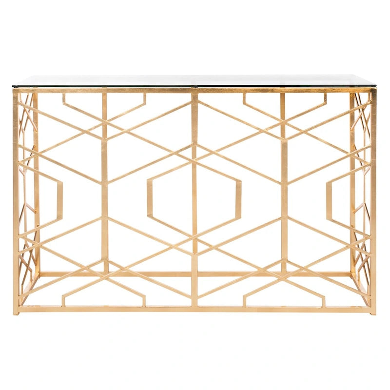 SAFAVIEH Couture Corrine Gold Leaf Console Table - 47 W x 15.5 L x 30 H - 47Wx16Dx30H