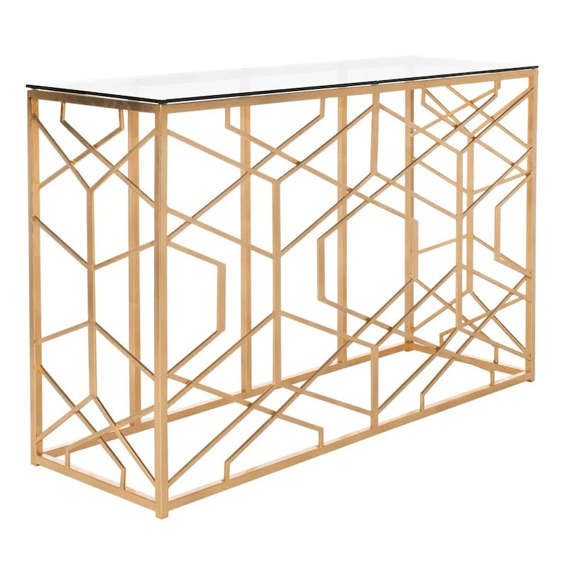 SAFAVIEH Couture Corrine Gold Leaf Console Table - 47 W x 15.5 L x 30 H - 47Wx16Dx30H
