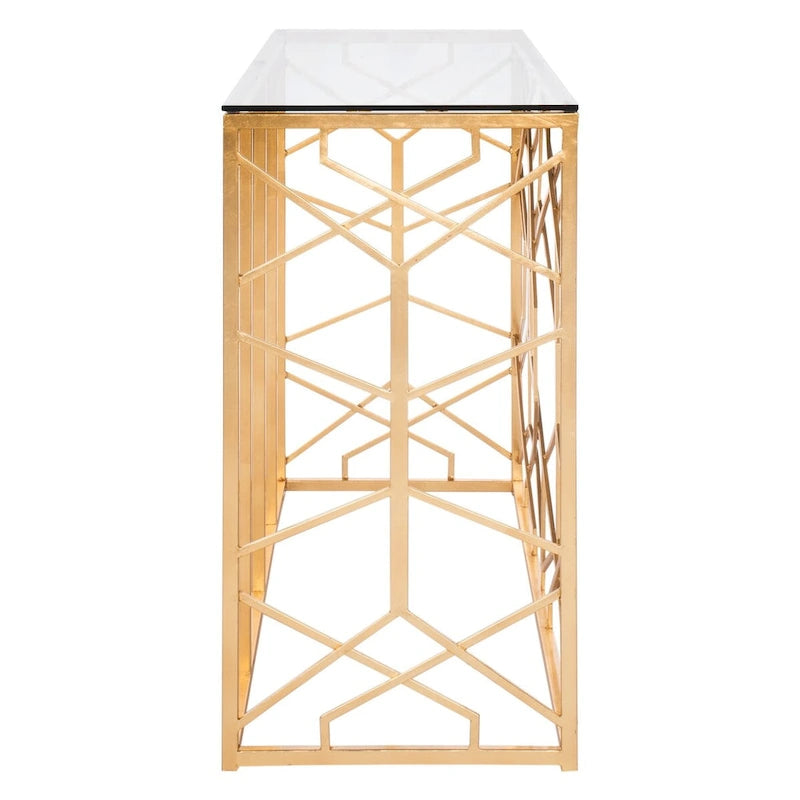 SAFAVIEH Couture Corrine Gold Leaf Console Table - 47 W x 15.5 L x 30 H - 47Wx16Dx30H