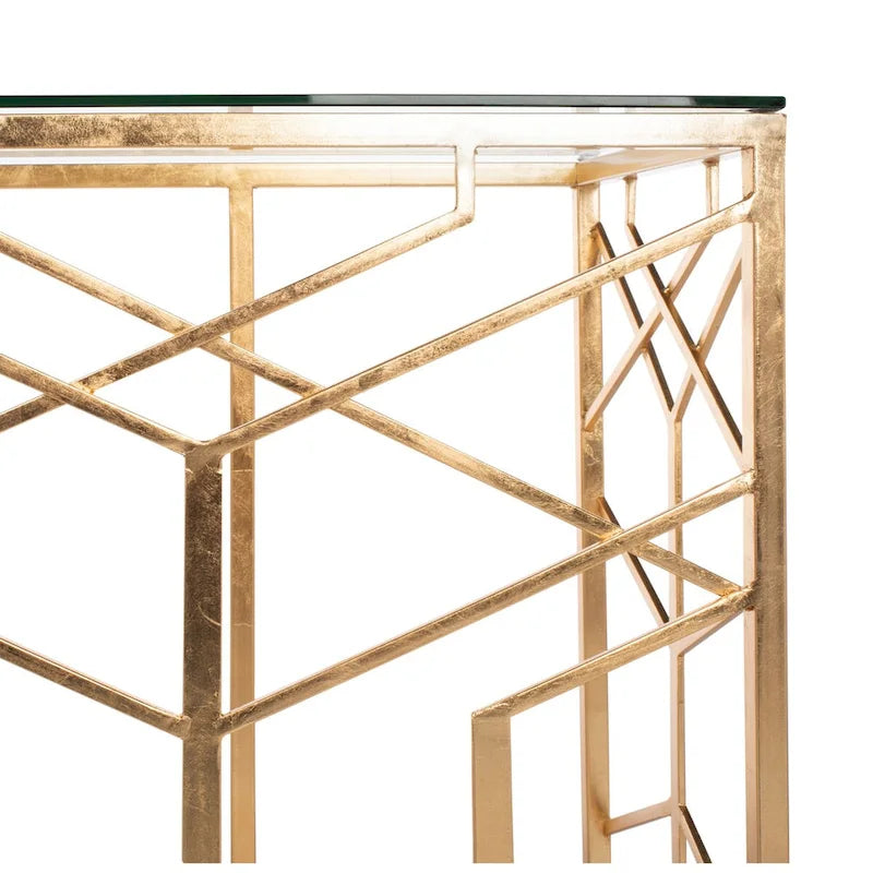 SAFAVIEH Couture Corrine Gold Leaf Console Table - 47 W x 15.5 L x 30 H - 47Wx16Dx30H