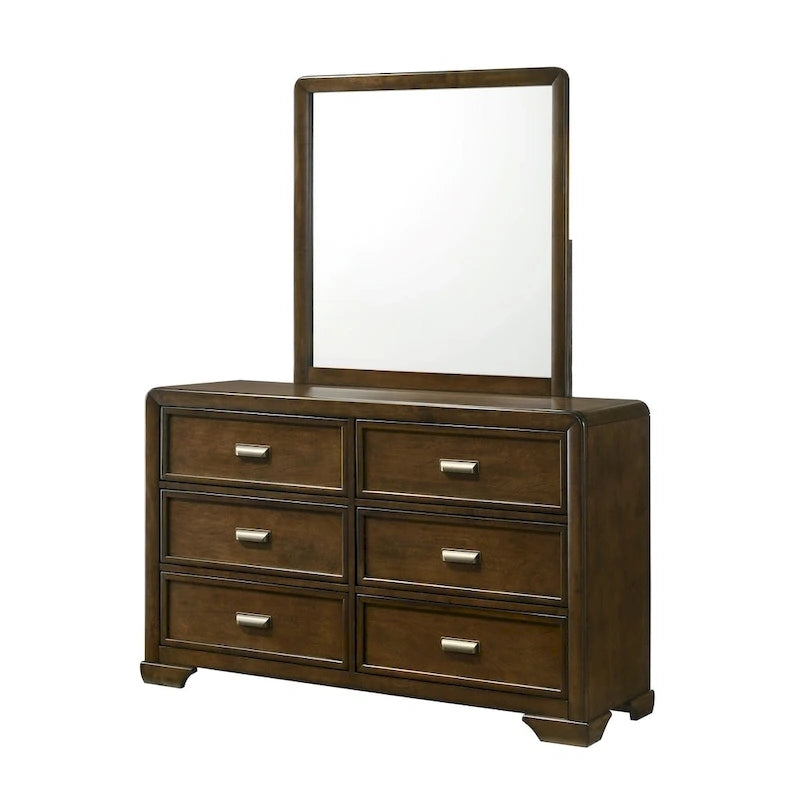 Jimmy 4 Piece Brown Beige Upholstered Panel Bedroom Set