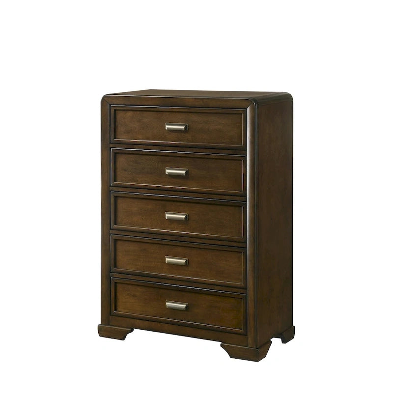 Jimmy 4 Piece Brown Beige Upholstered Panel Bedroom Set