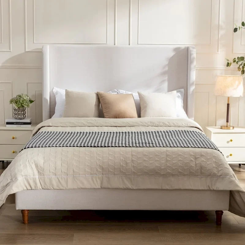 Tall Headboard Upholstered Bed Elegant Simplicity Bedroom Bed