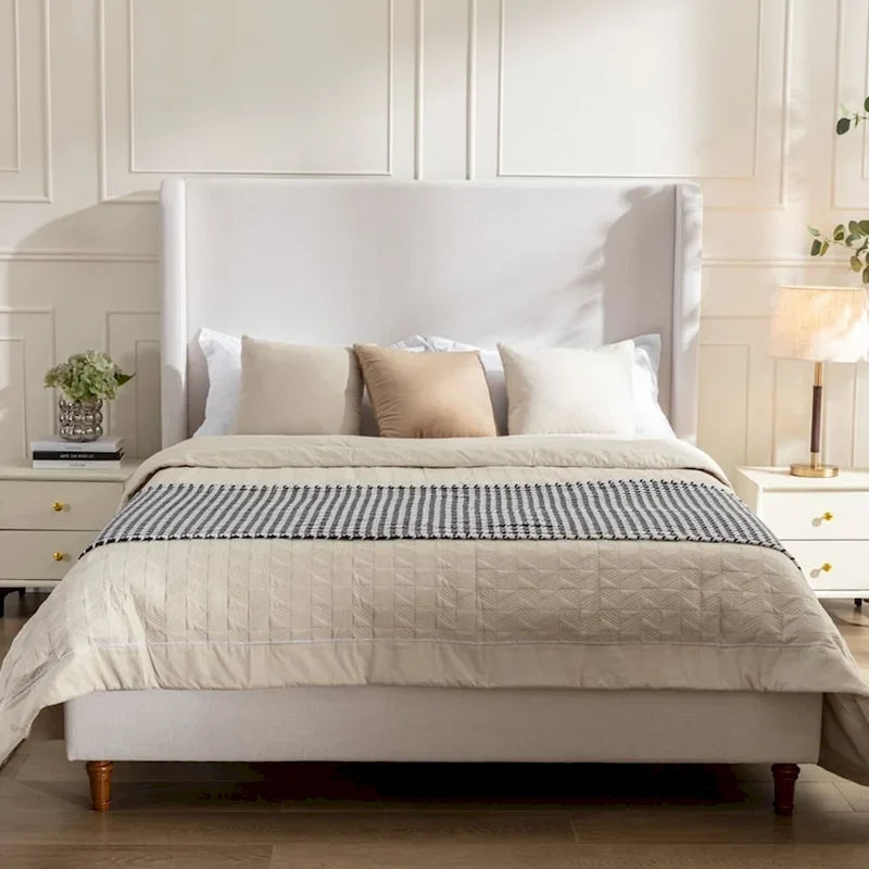 Tall Headboard Upholstered Bed Elegant Simplicity Bedroom Bed