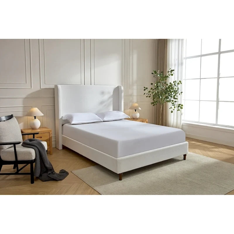Tall Headboard Upholstered Bed Elegant Simplicity Bedroom Bed