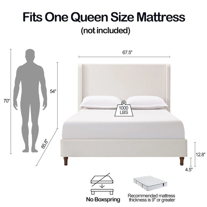 Tall Headboard Upholstered Bed Elegant Simplicity Bedroom Bed