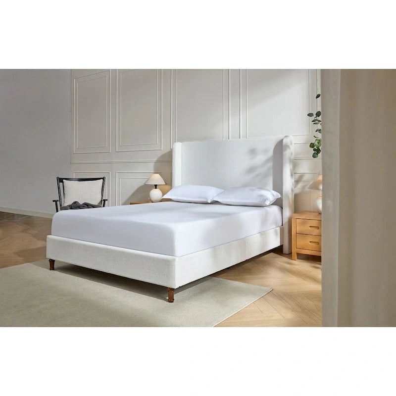 Tall Headboard Upholstered Bed Elegant Simplicity Bedroom Bed